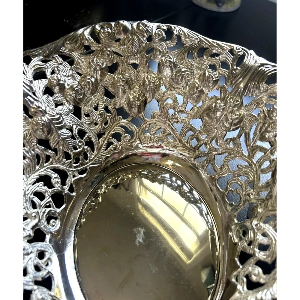 Vintage Godinger Silverplate Pierced Bowl 12